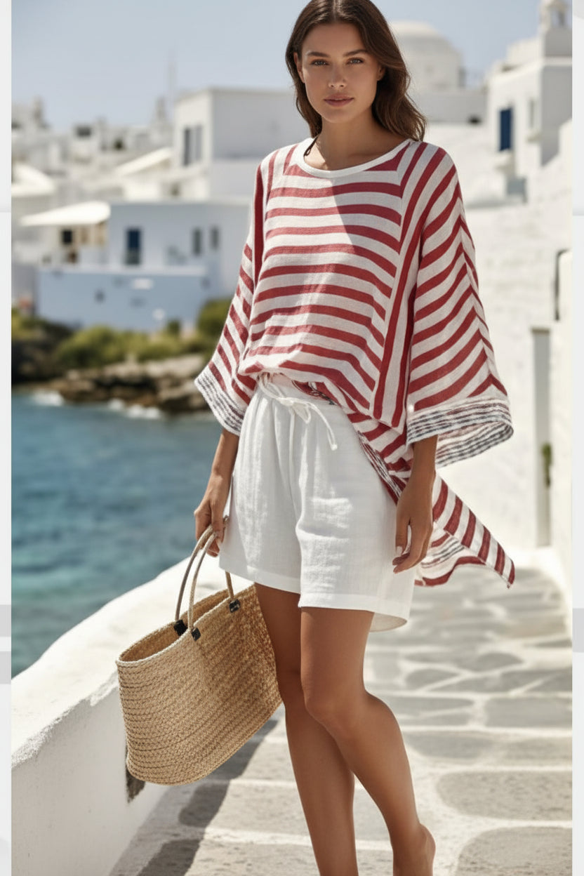 Women’s Striped Ramie Bamboo Two Piece Set FitiqueFit