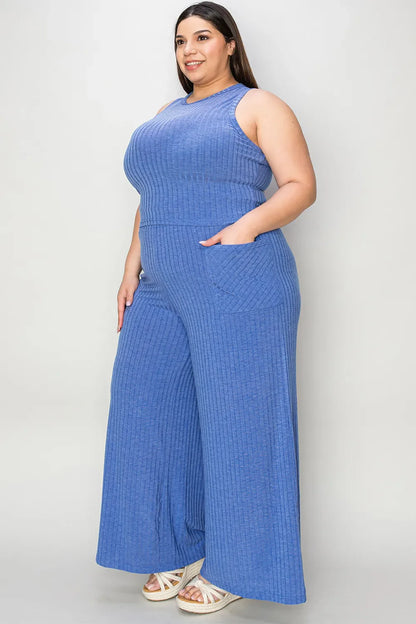 Basic Bae Full Size Ribbed Tank and Wide Leg Pants Set New Era Fashion LLc