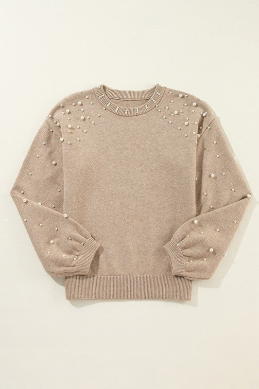 Pearled Drop Shoulder Round Neck Sweater Shop Style & More | Fresh Looks, Everyday Deals & Free Shipping