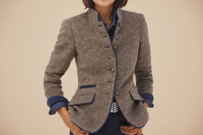 Women’s Color-Block Woolen Jacket – Multi-Button Casual Elegant Coat FitiqueFit