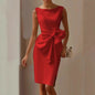 Women's Bow-Knot Sleeveless Midi Dress – High Waist A-Line FitiqueFit