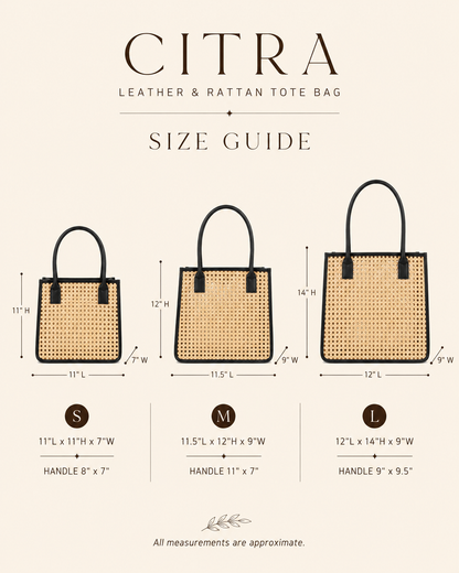 Citra Leather and Rattan Tote Bag Village Thrive