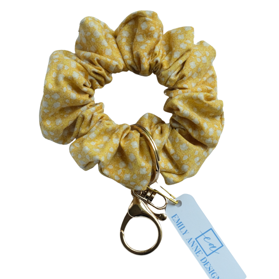 Yellow Speckle Scrunchie Key Chain Emily Anne Designs LLC