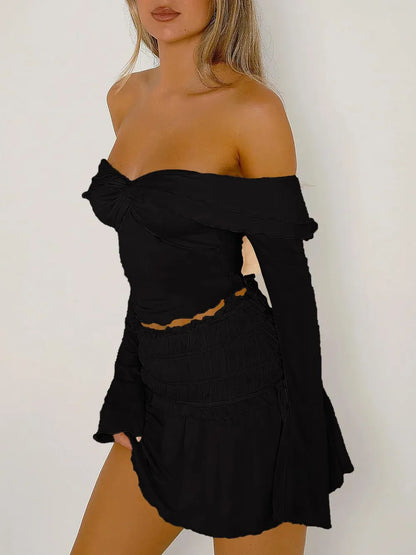 Devine Twisted Ruffled Off-Shoulder Long Sleeve T-Shirt New Era Fashion LLc