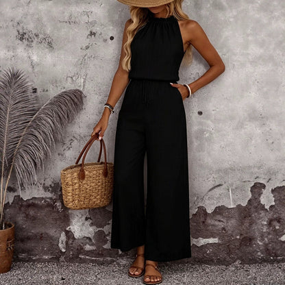 Women's Draped Neck Sleeveless Vest & Casual Pants Two-Piece Set FitiqueFit