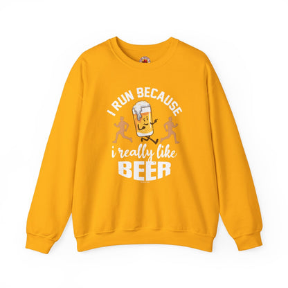 I Run Because I Really Like Beer Crewneck Sweatshirt The Devil's Pickle