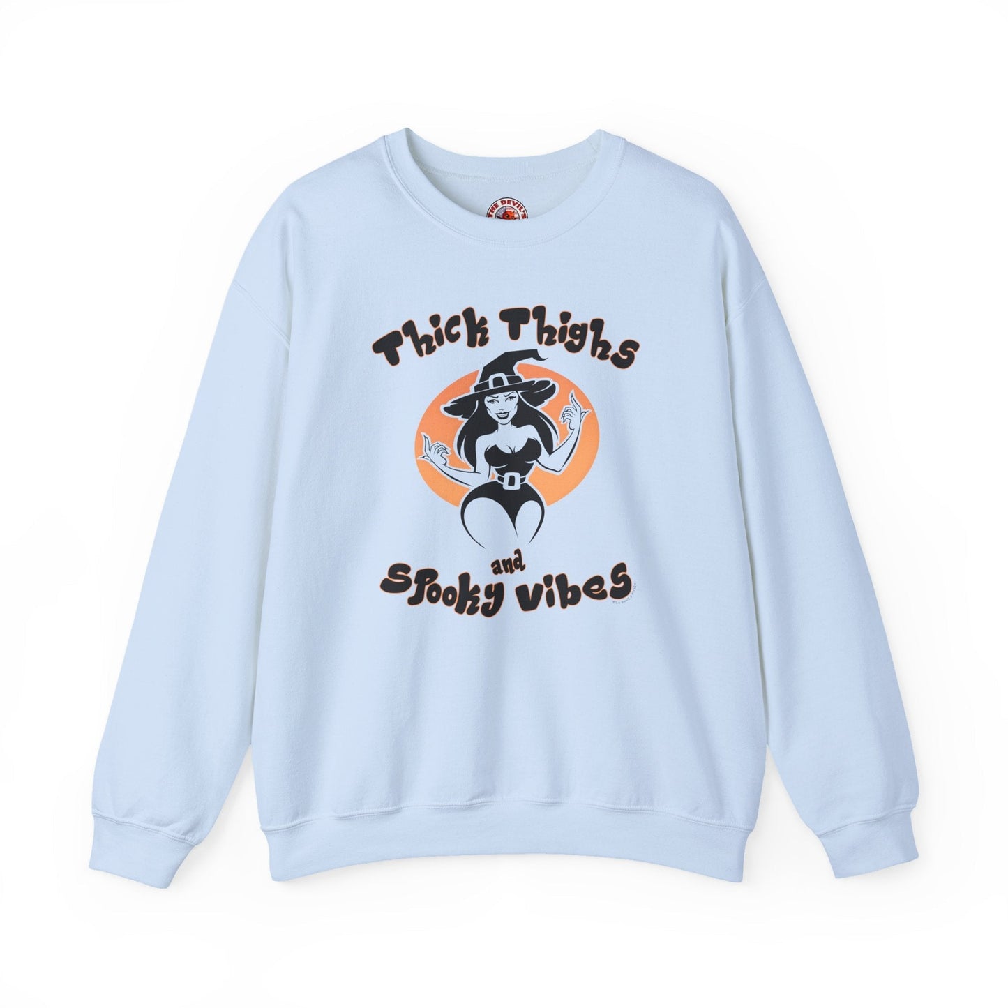 Thick Thighs and Spooky Vibes Crewneck Sweatshirt The Devil's Pickle