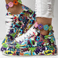 Women's Casual Round Toe Thick Sole Lace-Up Sneakers, Random Print Design, Comfortable Sporty Shoes For Daily Wear See size chart under “more details” The Fashion Celestial