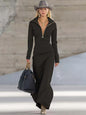 Zip Polo Collar Slim Long-Sleeve Maxi Dress | 4 Colors FitiqueFit