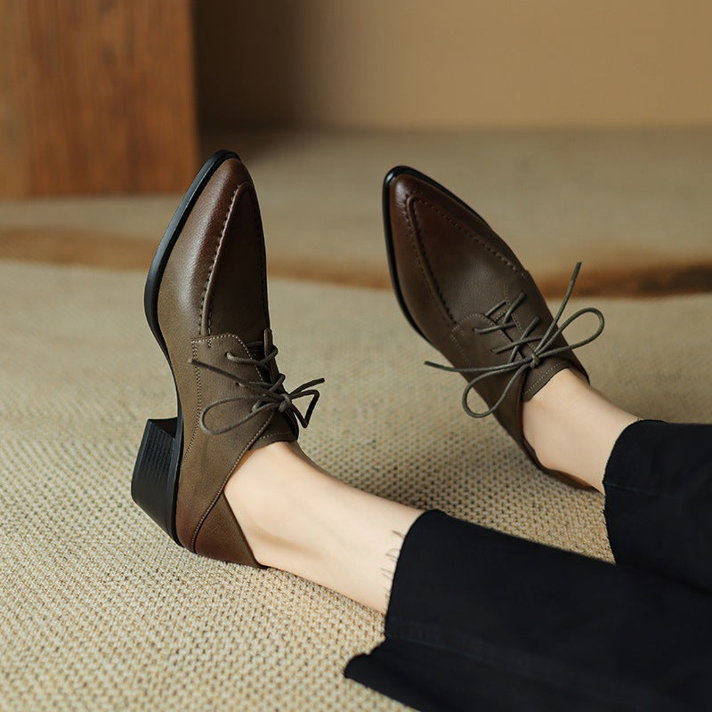 Women's Retro Strap Chunky Heel Pointed-Toe Shoes FitiqueFit