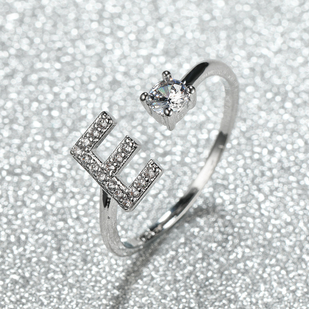Popular Fashion Silvery AZ Letter Ring Initials Wedding Love Couple Rings Bridesmaid Gift NovaCart