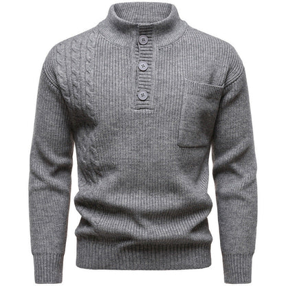 Men's Fashion British Henry Stand Collar Sweater Grayceful LLC