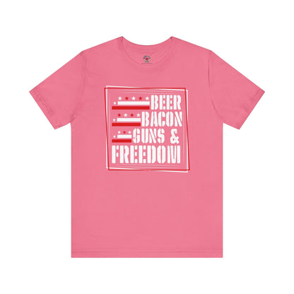 Beer Bacon Guns and Freedom T-Shirt The Devil's Pickle