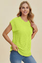 Double Take Full Size Cable-Knit Round Neck Cap Sleeve Sweater New Era Fashion LLc