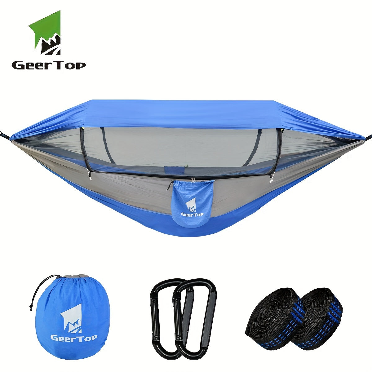 [3-in-1 Hammock] GEERTOP 3-in-1 Outdoor Hammock | Double Sleep Rest Camping Hammock with Mosquito Net Sun Shelter for Backpacking Travel Garden Park NovaCart