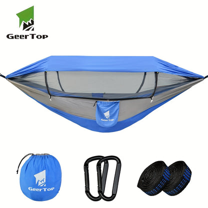 [3-in-1 Hammock] GEERTOP 3-in-1 Outdoor Hammock | Double Sleep Rest Camping Hammock with Mosquito Net Sun Shelter for Backpacking Travel Garden Park NovaCart