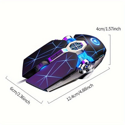 Silvery Carved Wired Mouse for E-Sports Gaming, Silent and Sound Chicken-Eating Mouse Macro for Desktops and Laptops NovaCart