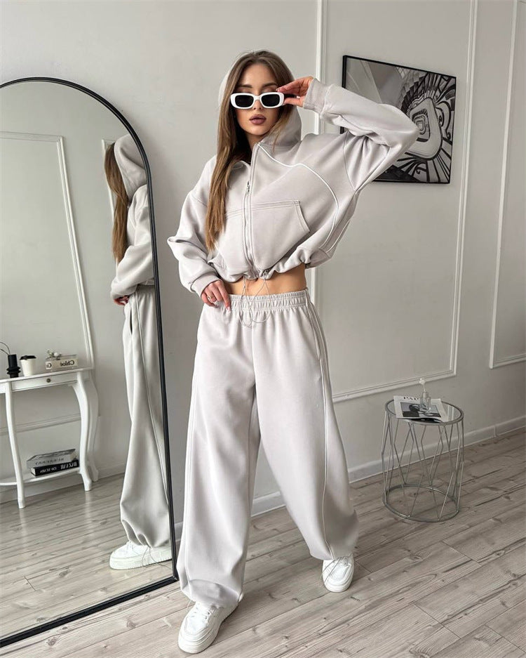 Women’s Sportswear Set Solid Color Cardigan Set FitiqueFit