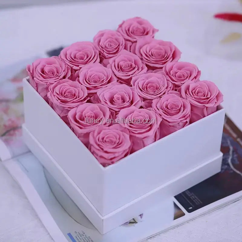 Elegant Custom Logo Preserved Roses Gift Box - Perfect for Mother's Day and Special Occasions