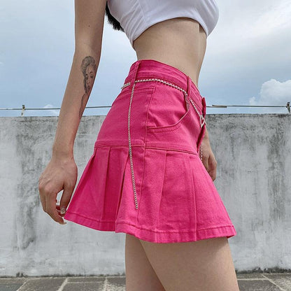 High-Waisted Pleated Jean Skirt for Country Girls and Bartenders Country in My Heart