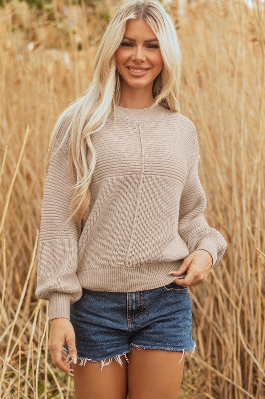 Ribbed Patchwork Textured Knit Puff Sleeve Sweater Shop Style & More | Fresh Looks, Everyday Deals & Free Shipping
