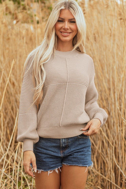 Ribbed Patchwork Textured Knit Puff Sleeve Sweater Shop Style & More | Fresh Looks, Everyday Deals & Free Shipping