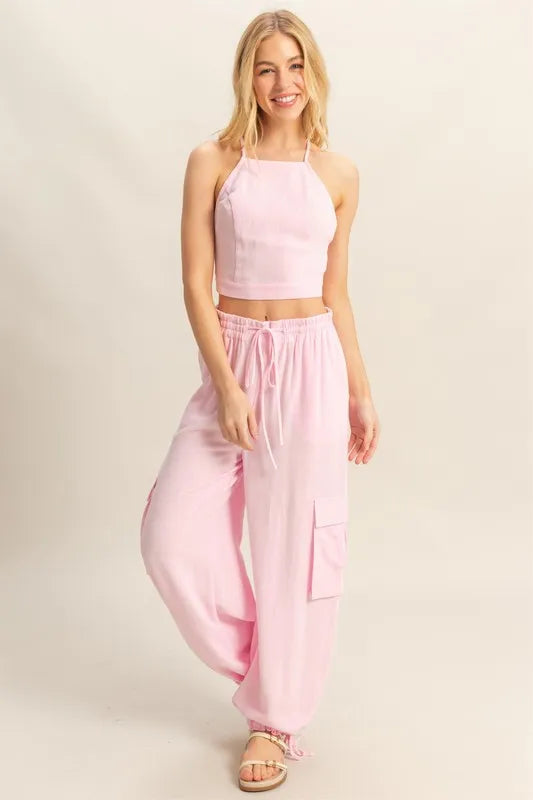 HYFVE Crop Top and Cargo Pants Set West2East Surf