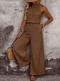 Women's Draped Neck Sleeveless Vest & Casual Pants Two-Piece Set FitiqueFit