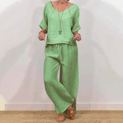 Women’s Multi Color Two Piece Set V Neck Top & Pants FitiqueFit