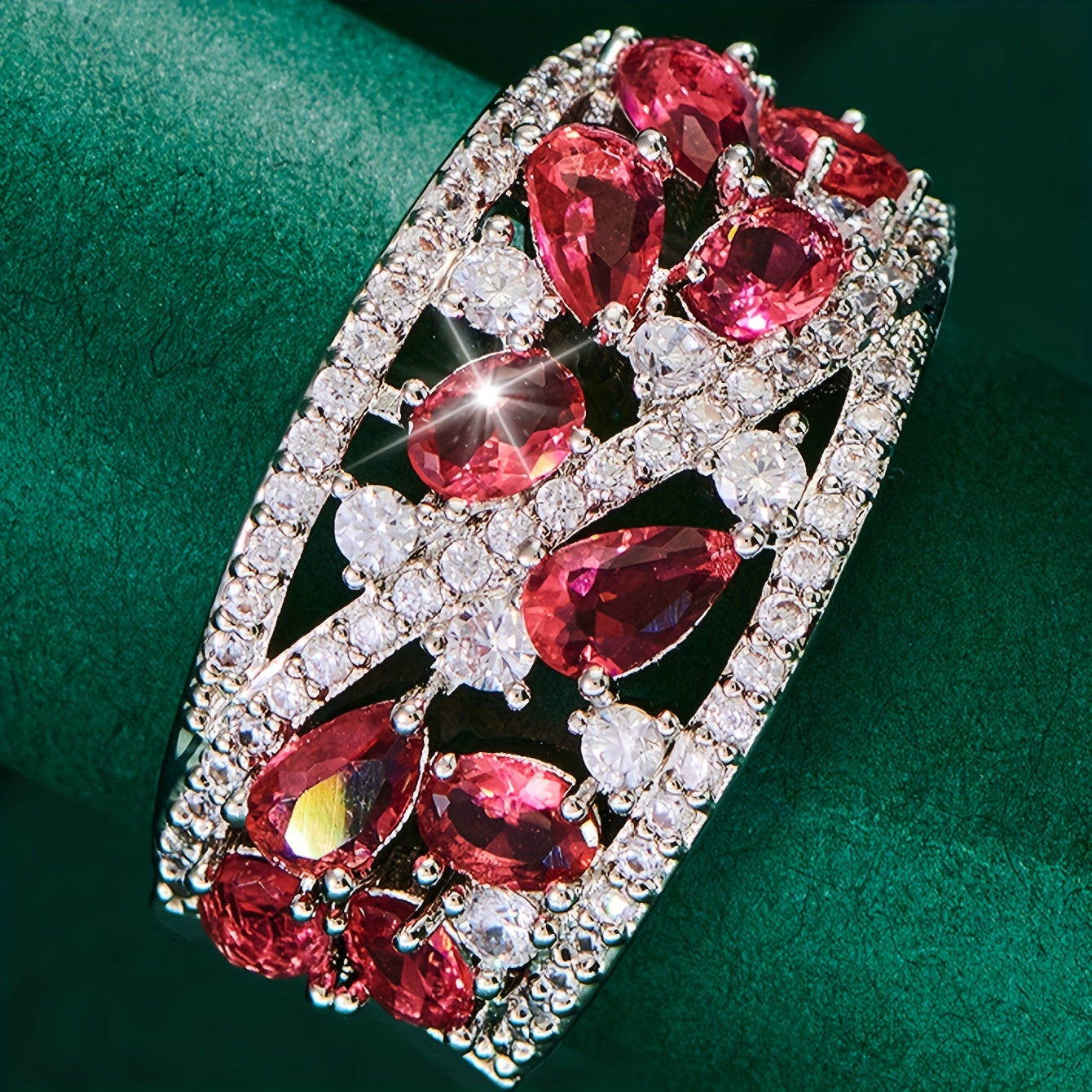 Bohemian Women's Couple Fashion Elegant Glass Synthetic Zirconia Gift Ring NovaCart