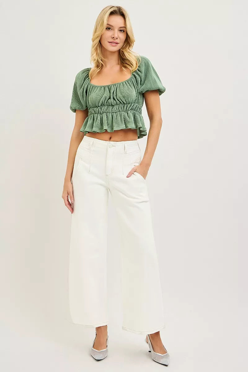 RISEN High Rise Ankle Wide Pants Montret