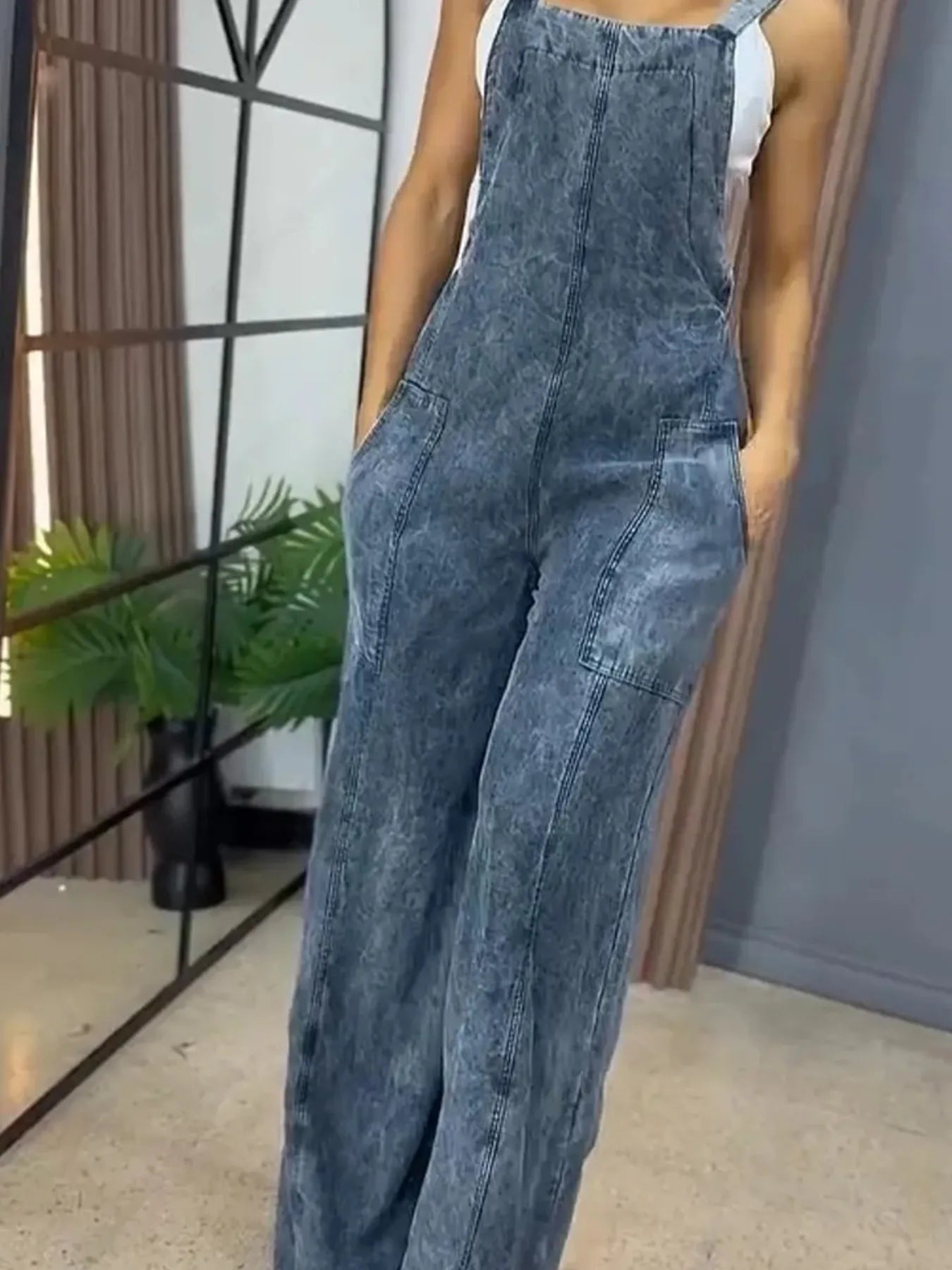 Full Size Wide Leg Washed Denim Overalls Plus Size New Era Fashion LLc