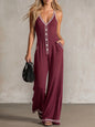 Women's V-Neck Backless Wide-Leg Jumpsuit – High Waist Casual FitiqueFit