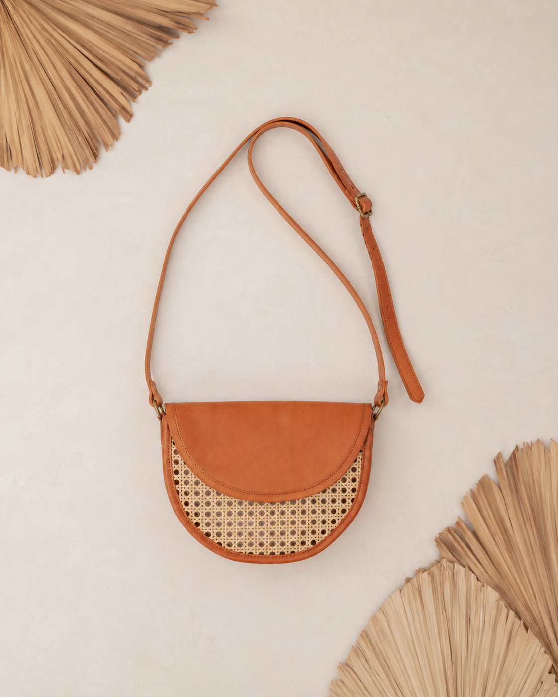 Raja Leather and Cane Crossbody Village Thrive