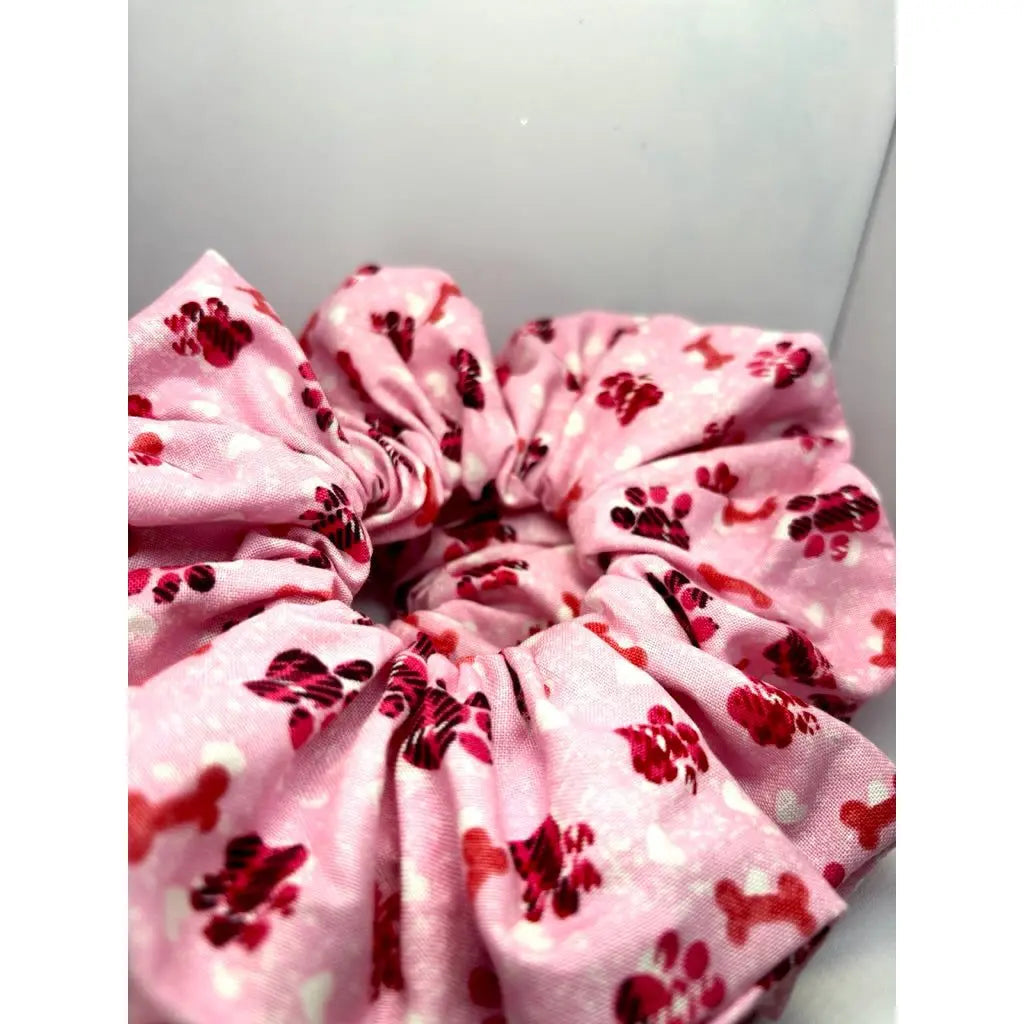 Pink Paw Print & Bones Scrunchie Enchanted Scrunch