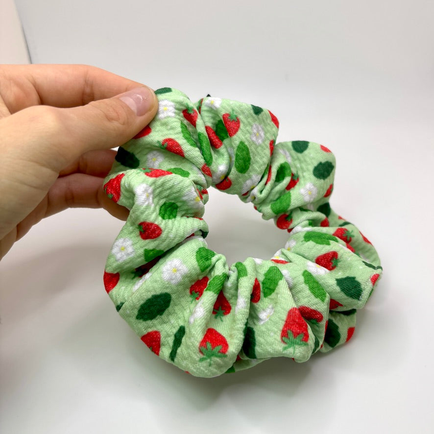 Mini Green Strawberry Spring Bullet Scrunchie Enchanted Scrunch