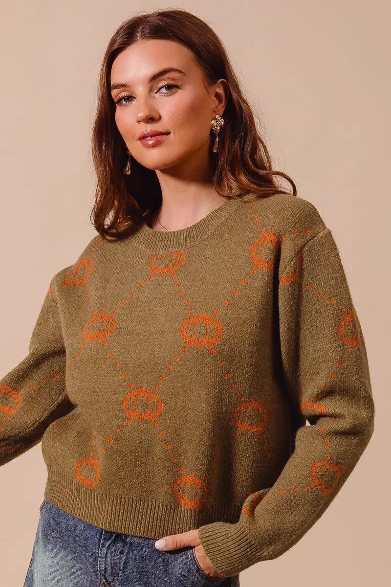 SO ME Pumpkin Rhombus Halloween Thanksgiving Sweater West2East Surf