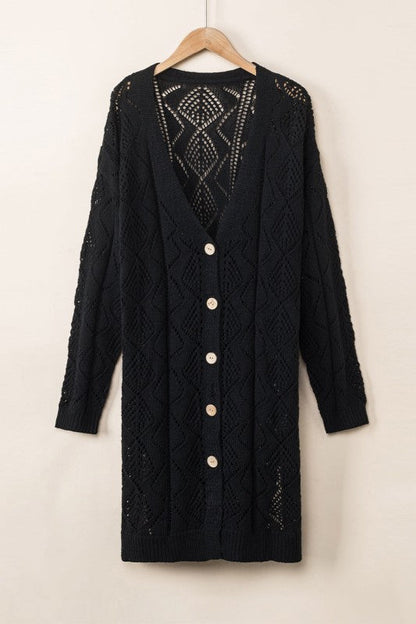 Solid Openwork Knit Button-Up Cardigan Shop Style & More | Fresh Looks, Everyday Deals & Free Shipping