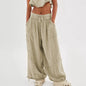 Women’s Solid Color Wide Leg Pants – Elastic Drawstring Waist and Side Pockets FitiqueFit