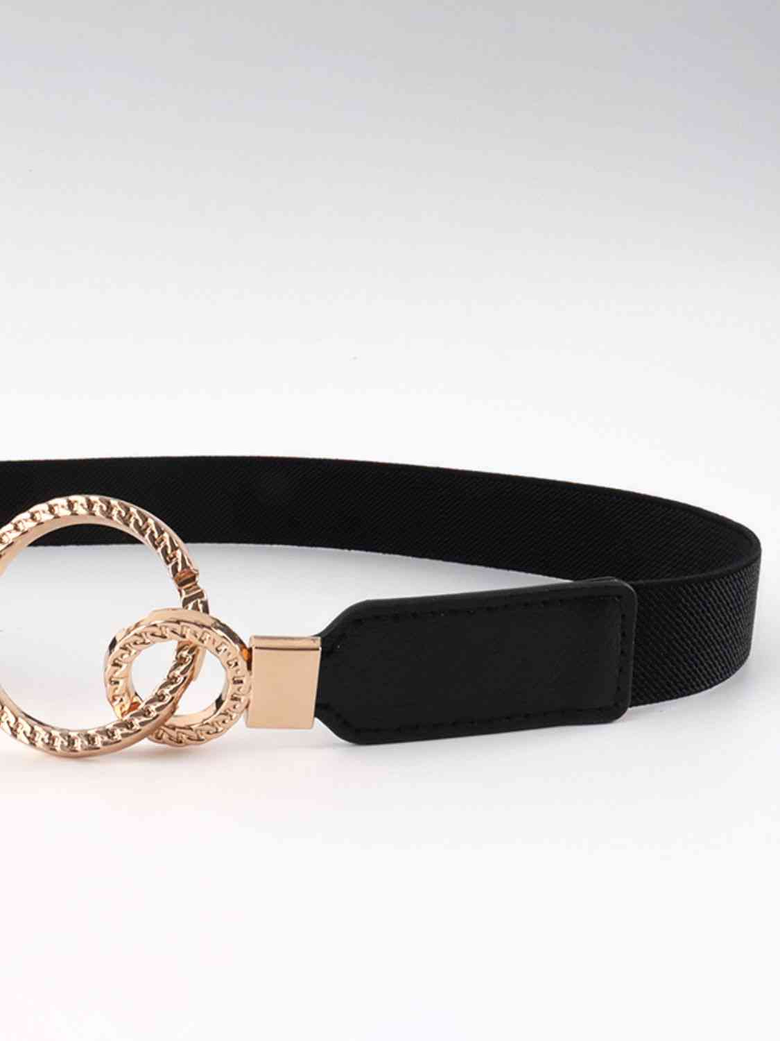 ElegantStyle Double Ring Buckle Elastic PU Belt – Adjustable Comfort Fit See size chart under “more details” The Fashion Celestial