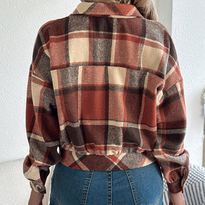 Plaid Shacket – Women’s Long-Sleeve Button-Down Shirt Jacket FitiqueFit