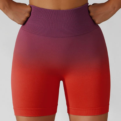 Gradient High-Waisted Yoga Shorts for Cowgirl Fitness | Seamless Activewear for Yoga, Running Country in My Heart