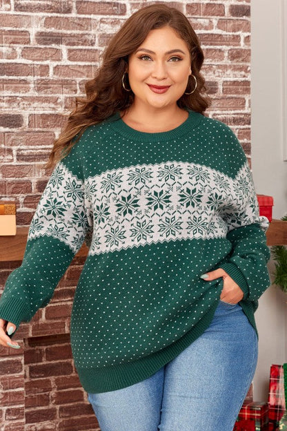 Plus Size Christmas Snowflake Crewneck Sweater Shop Style & More | Fresh Looks, Everyday Deals & Free Shipping