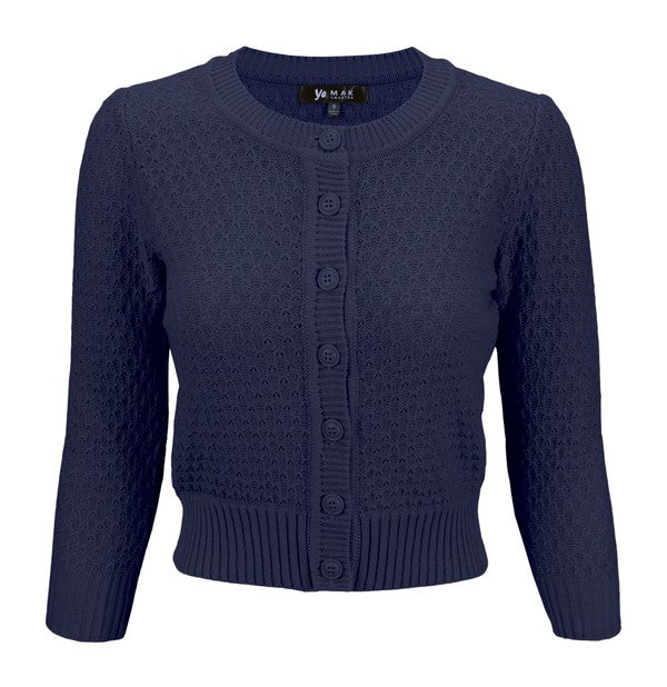 3/4 Sleeve Cute Pattern Cropped Cardigan Sweater Shop Style & More | Fresh Looks, Everyday Deals & Free Shipping