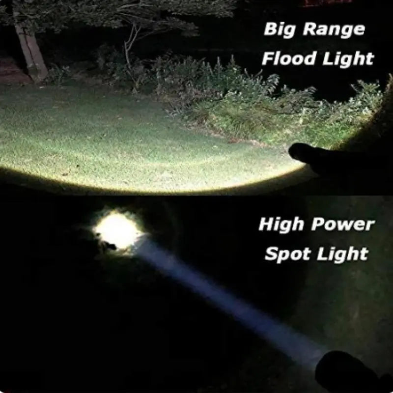 Rechargeable LED Outdoor Tactical Flashlight, 5 Modes Zoomable High-Lumens Portable LED Light with Long-Range Beam & COB Light for Camping & Hiking, Adjustable Tactical Flashlights, Emergency LED Flashlight