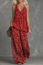 Women’s Leopard Print Sleeveless Top and Chiffon Pants Set FitiqueFit