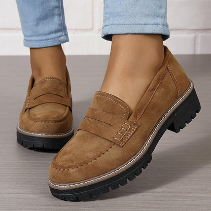 Thick-Sole Solid Color Loafers Women | Trendy Chunky Flats FitiqueFit