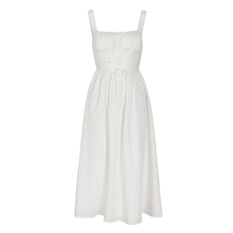French Retro Square Collar Sling Dress FitiqueFit