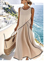 Striped Print Maxi Dress – Short Sleeve Beach Vacation Dress FitiqueFit