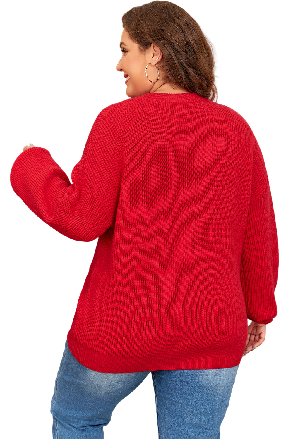 Racing Red Sparkle All The Way Tinsel Crew Neck Plus Size Sweater Garden Naked Curves
